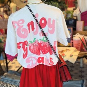 White Graphic T-Shirt with Strawberry Design